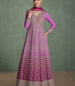 Pink georgette embroidered anarkali suit