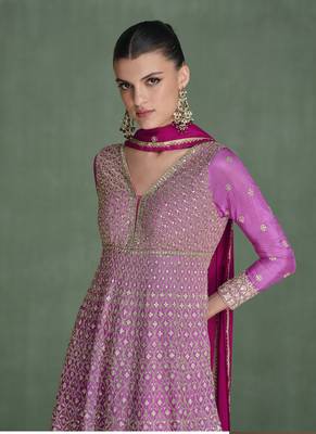 Pink georgette embroidered anarkali suit 3
