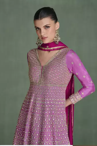 Pink georgette embroidered anarkali suit