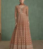 Light brown georgette embroidered anarkali suit