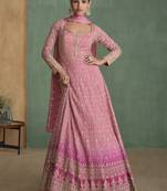 Light pink georgette embroidered anarkali suit