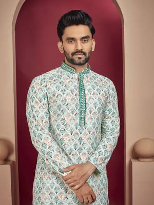 multicolour lucknowi work with unique digital print kurta pajama set 3