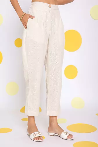 Off white formal top and pant two piece set summer relaxed linen co-ord set