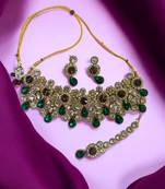 Saree swarg heavy necklace set with maang Tikka