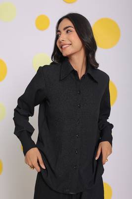 Black shirt and pant two piece set summer everyday wear co-ord set 6