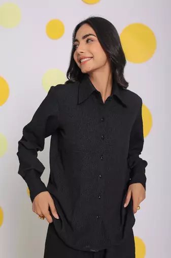 Black shirt and pant two piece set summer everyday wear co-ord set