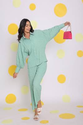 Light green shirt and pant two piece set summer everyday wear co-ord set 1