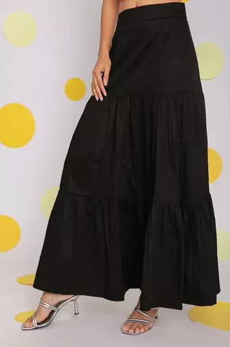 Orange tube bralette and black maxi skirt 100% cotton  resort wear co-ord set