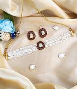 Pearl multi strand choker necklace set for girls and women