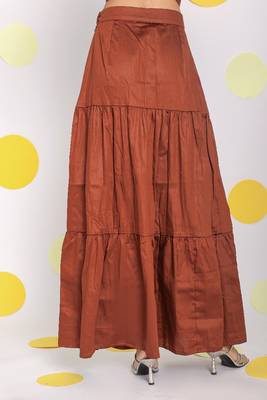 Coffee brown sweetheart neckline crop top with back tie up and long skirt 100% cotton resort wear co-ord set 3