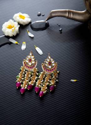 Kundan Pearl Chandbali Earrings 2