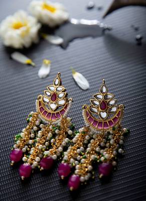 Kundan Pearl Chandbali Earrings 3