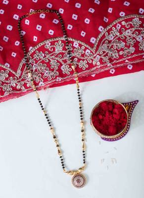 Gold Plated Black Bead Mangalsutra 1