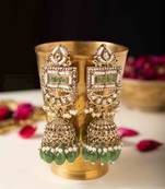 Gold plated pearl & stone jhumki set