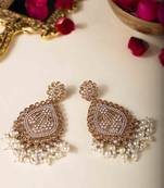 Gold plated pearl jhumka earrings