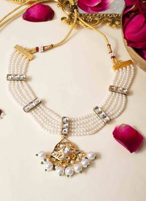 Pearl kundan choker set 2