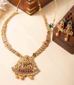 Gold plated rajwadi laxmi pendant necklace set
