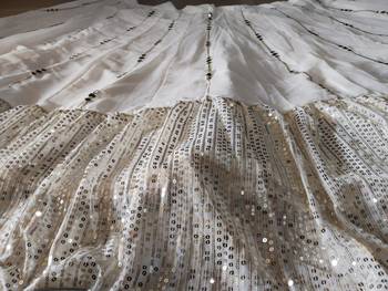 Delightful Off White zari and sequins embroidered Georgette indian Lehenga Choli dress 5