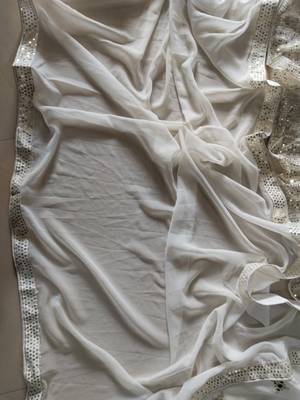 Delightful Off White zari and sequins embroidered Georgette indian Lehenga Choli dress 7