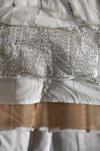 Delightful Off White zari and sequins embroidered Georgette indian Lehenga Choli dress