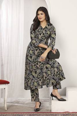 Black rayon floral printed kurti 2