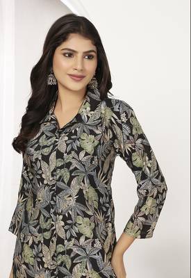 Black rayon floral printed kurti 4
