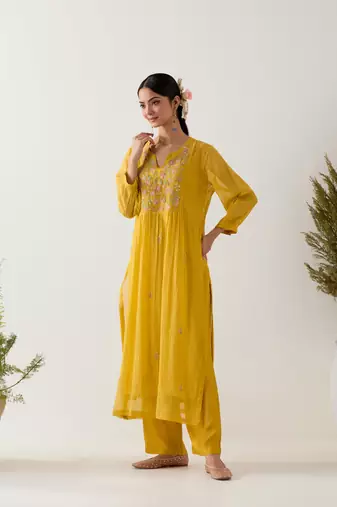 Mustard vineyard kurta set