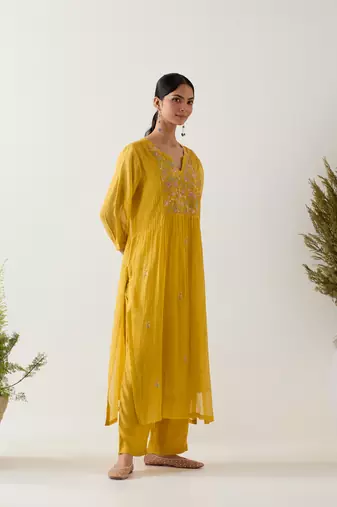 Mustard vineyard kurta set