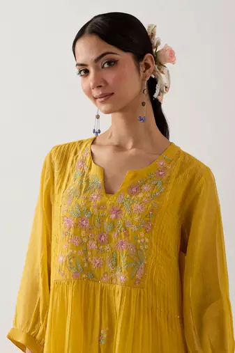 Mustard vineyard kurta set