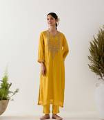 Mustard stardust kurta set