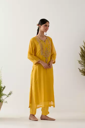 Mustard stardust kurta set