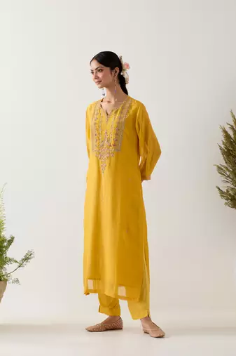 Mustard stardust kurta set