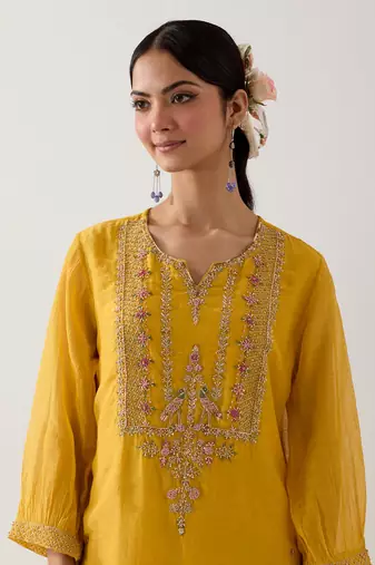 Mustard stardust kurta set