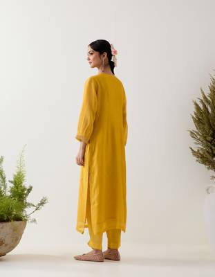Mustard stardust kurta set 5