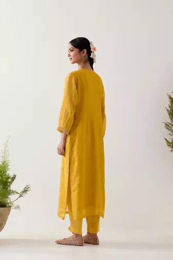 Mustard stardust kurta set