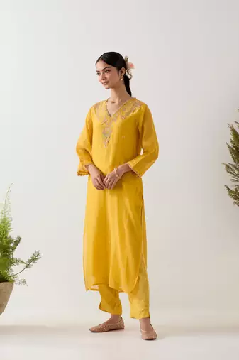 Mustard songbird kurta set