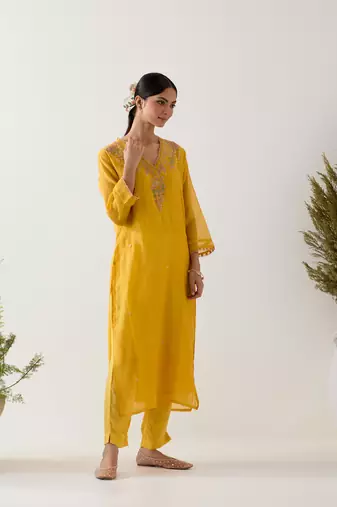 Mustard songbird kurta set