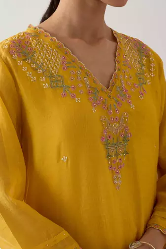 Mustard songbird kurta set