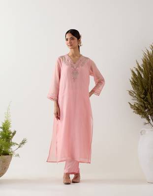 Blush pink songbird kurta set 1