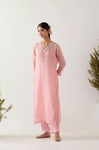 Blush pink songbird kurta set