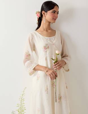 White angrakha block printed kurta set 2
