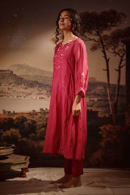 Hot pink juhi yoke kurta set 1