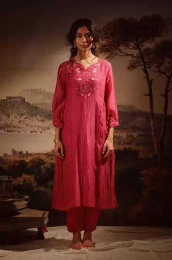 Hot pink juhi yoke kurta set