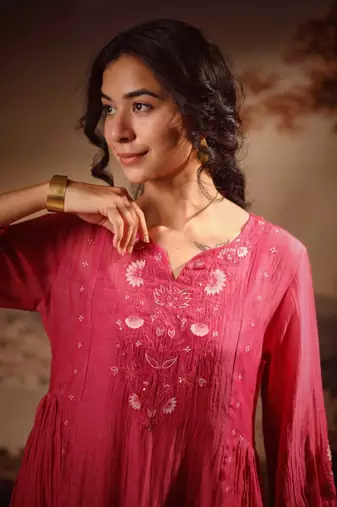 Hot pink juhi yoke kurta set
