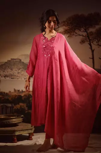 Hot pink juhi yoke kurta set