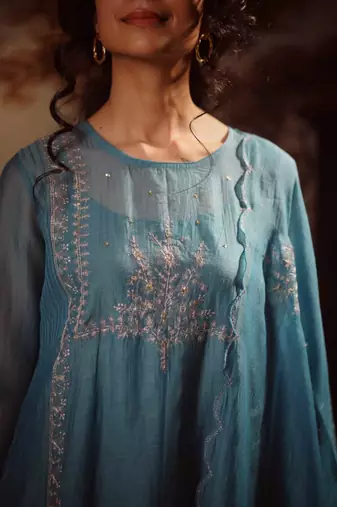 Turquoise midnight kurta set