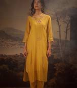 Mustard rangoon kurta set
