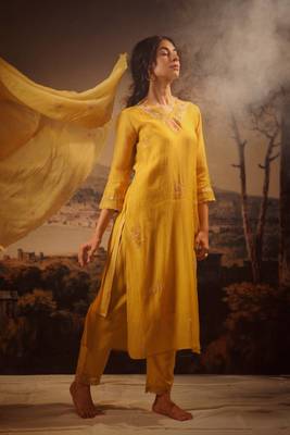 Mustard rangoon kurta set 4