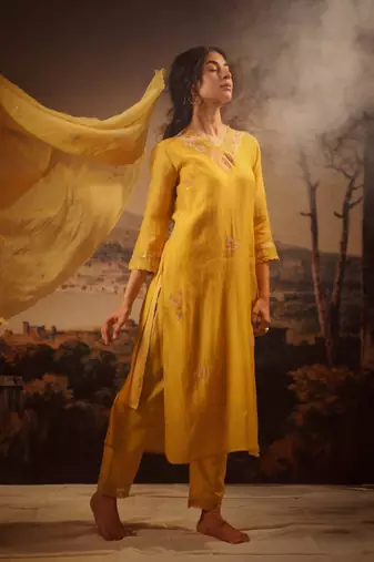 Mustard rangoon kurta set