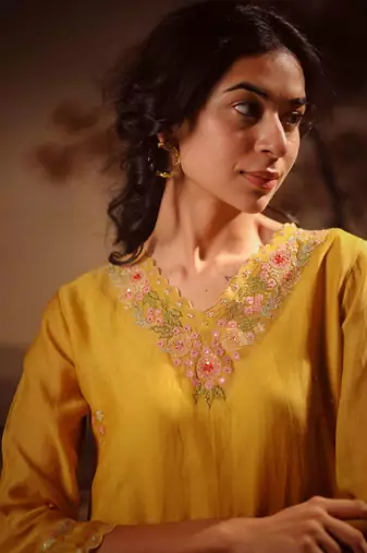 Mustard rangoon kurta set